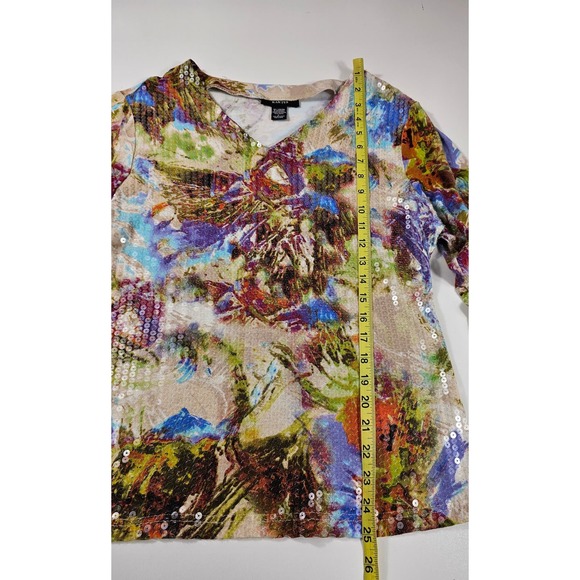 Kaktus women viscose sequin shiny blouse colorful career casual L ^ - Picture 7 of 7